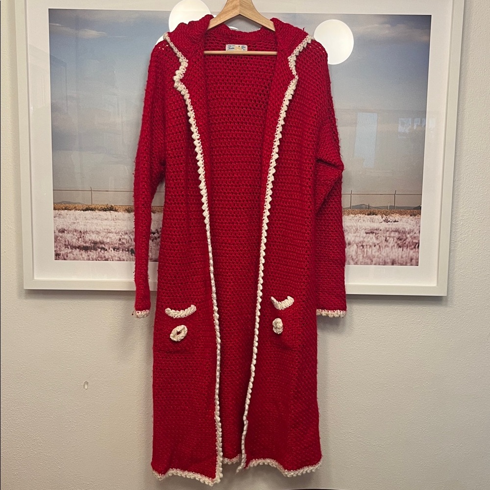 Vintage Christmas Cardigan Crochet Longsleeve Coat
